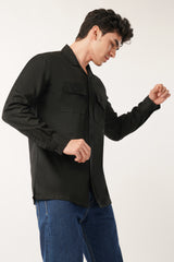 Double pocket black cotton full sleeves shirt