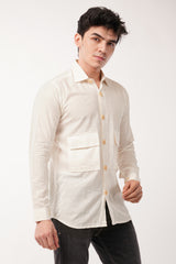 Double pocket off-white full sleeves shirt