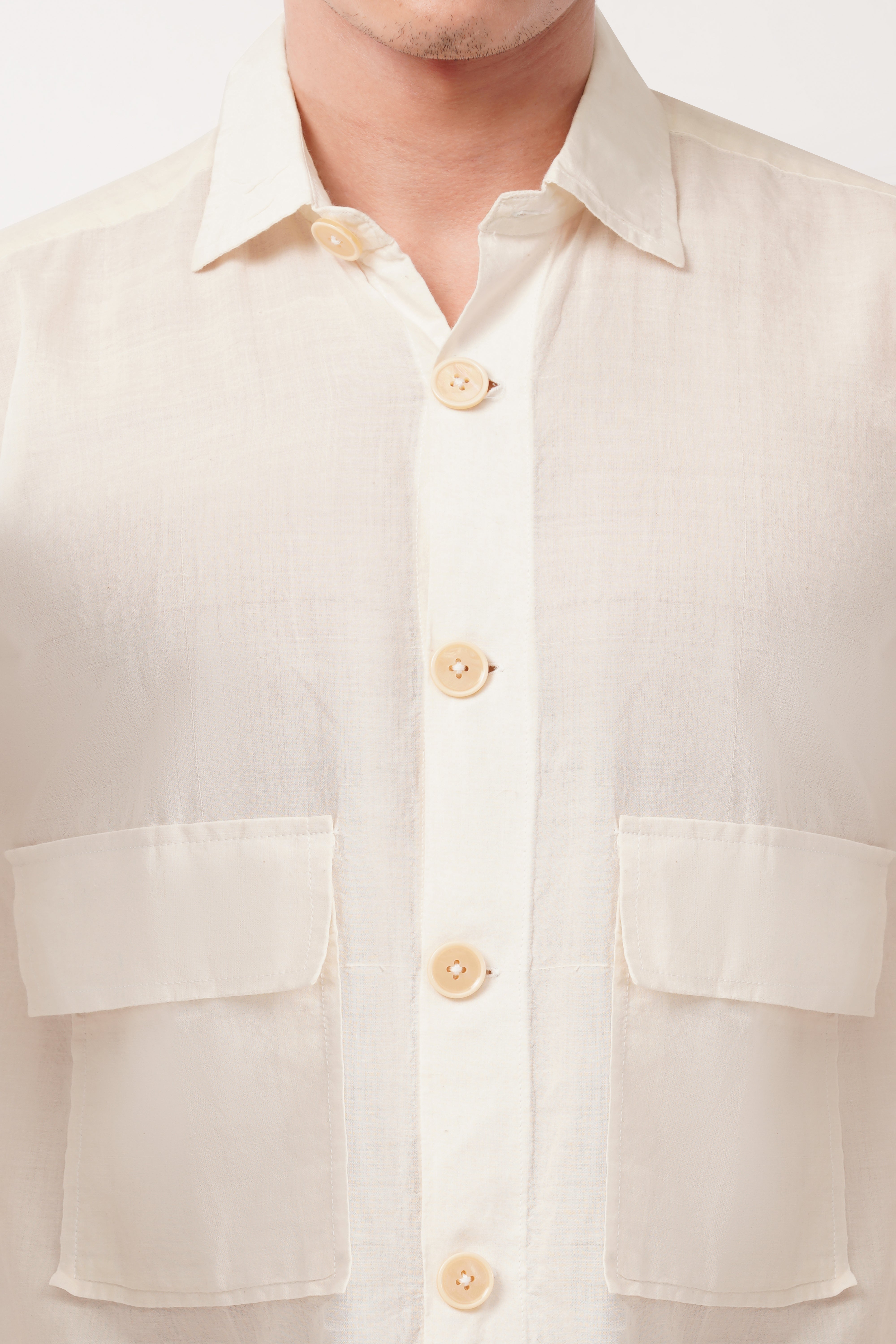 Double pocket off-white full sleeves shirt