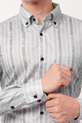 Modern Gray Watercolor Striped Shirt
