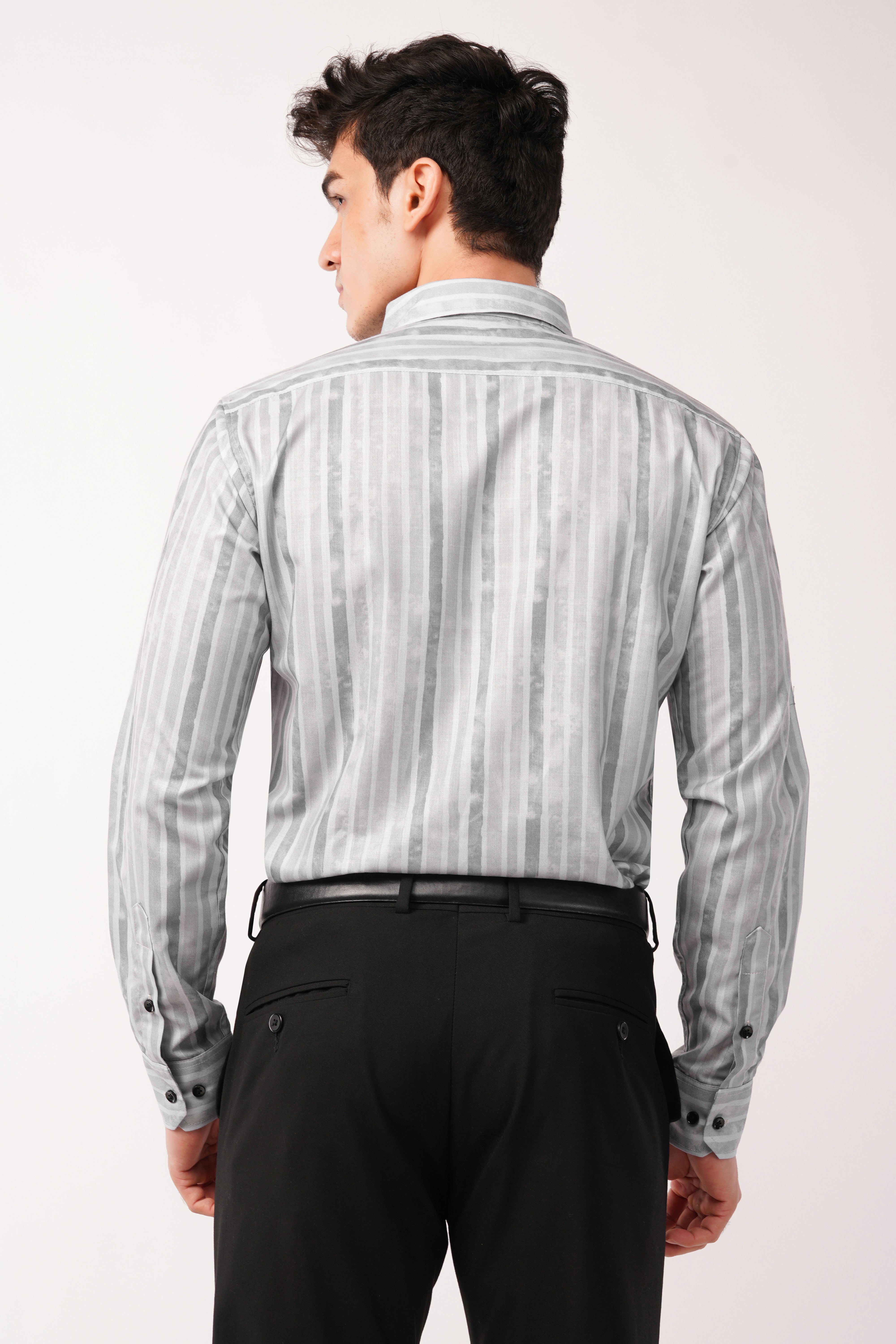 Modern Gray Watercolor Striped Shirt